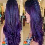 Indigo purple fashion hair color with dimensional violet tones at luxury salon in Winter Springs Florida
