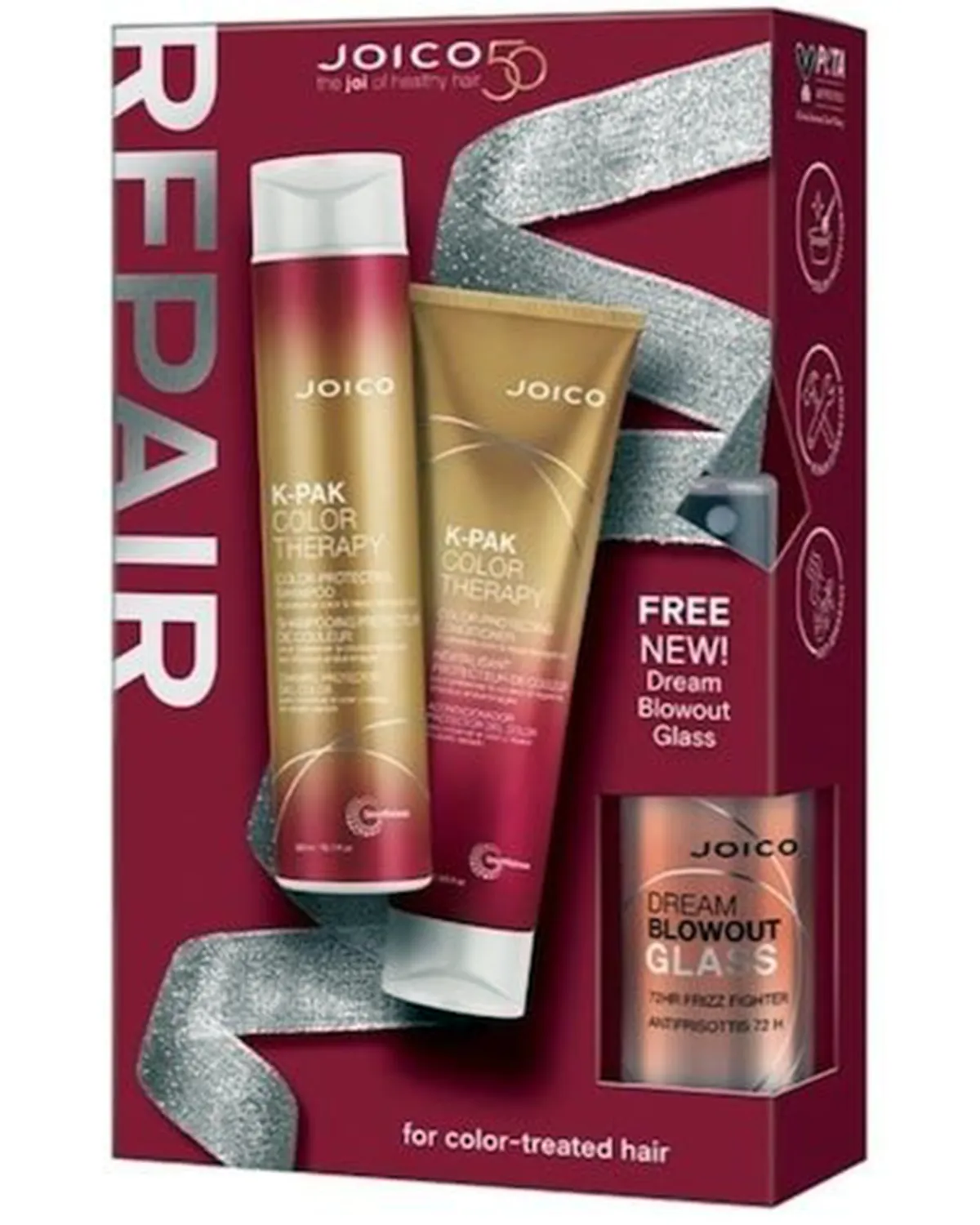 Shop 8 Joico K-PAK Color Therapy Gift Set with shampoo, conditioner and Dream Blowout Glass for color-treated hair.