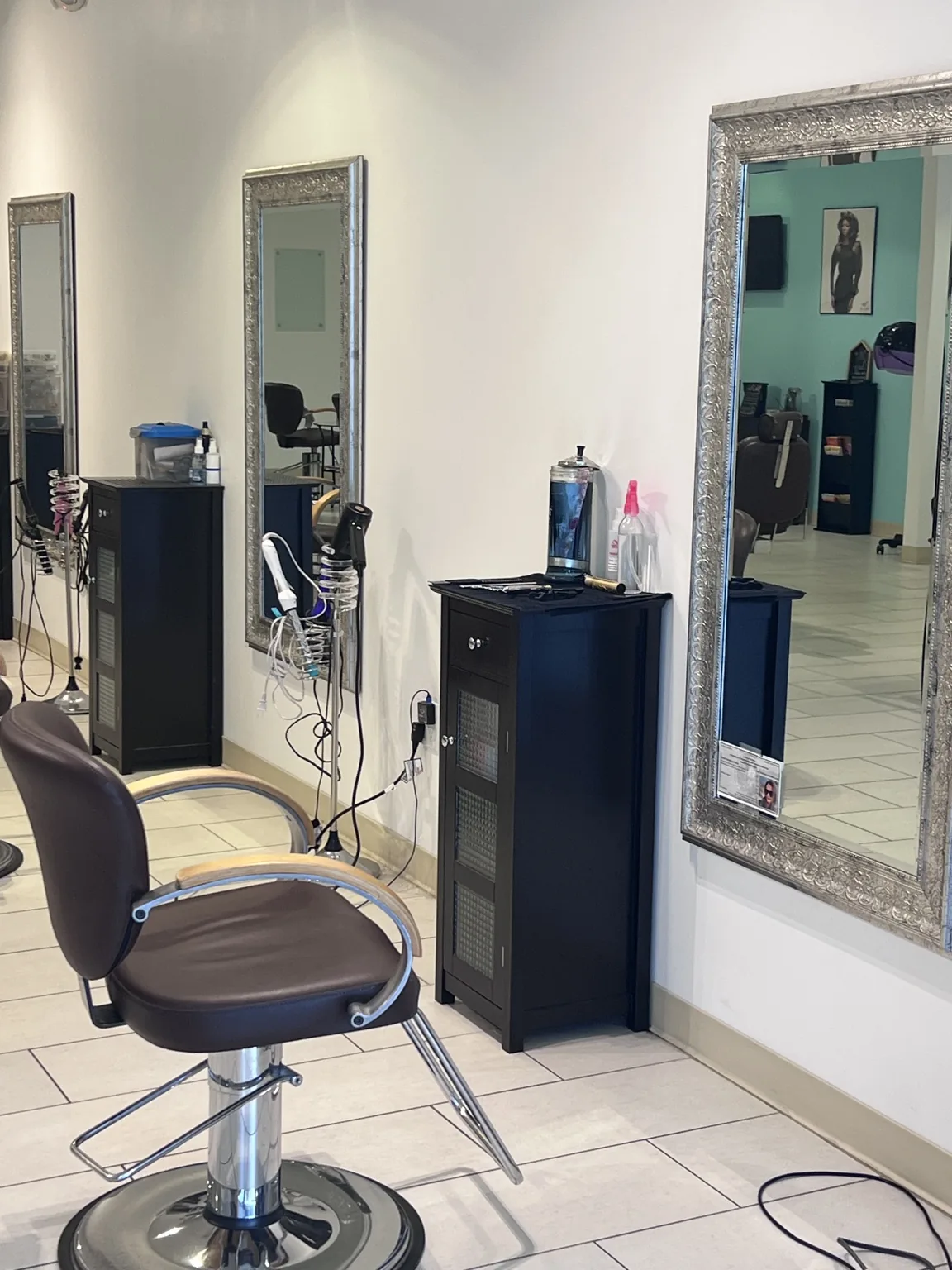 Boutique styling station with mirror — Box Office Hair, luxury hair salon in Winter Springs, FL