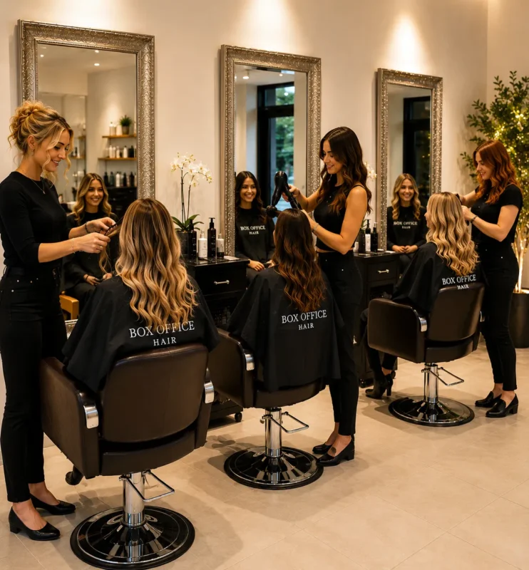 Professional hairstylists providing luxury hair color and styling services at Box Office Hair in Winter Springs Florida